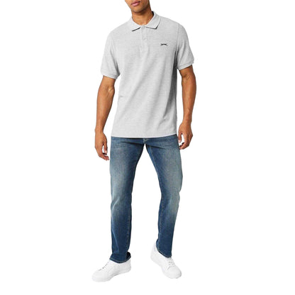 Grey Marl - Side - Slazenger Mens Embroidered Logo Polo Shirt