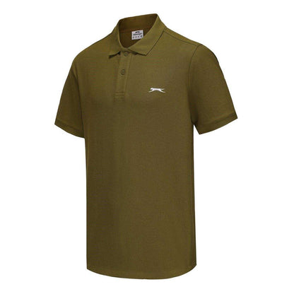 Khaki - Side - Slazenger Mens Embroidered Logo Polo Shirt