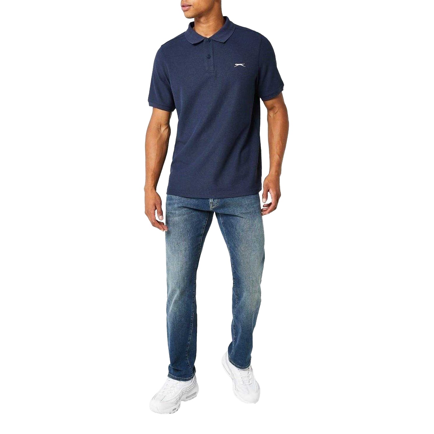Navy - Side - Slazenger Mens Embroidered Logo Polo Shirt