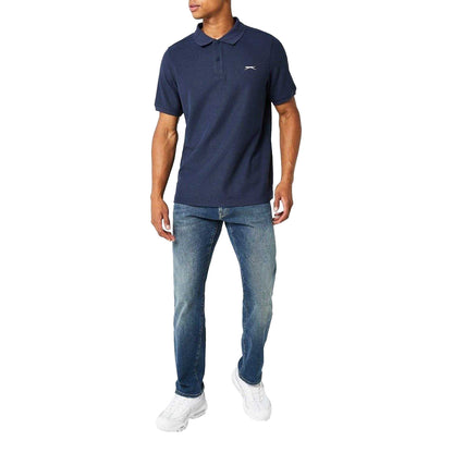 Navy - Side - Slazenger Mens Embroidered Logo Polo Shirt
