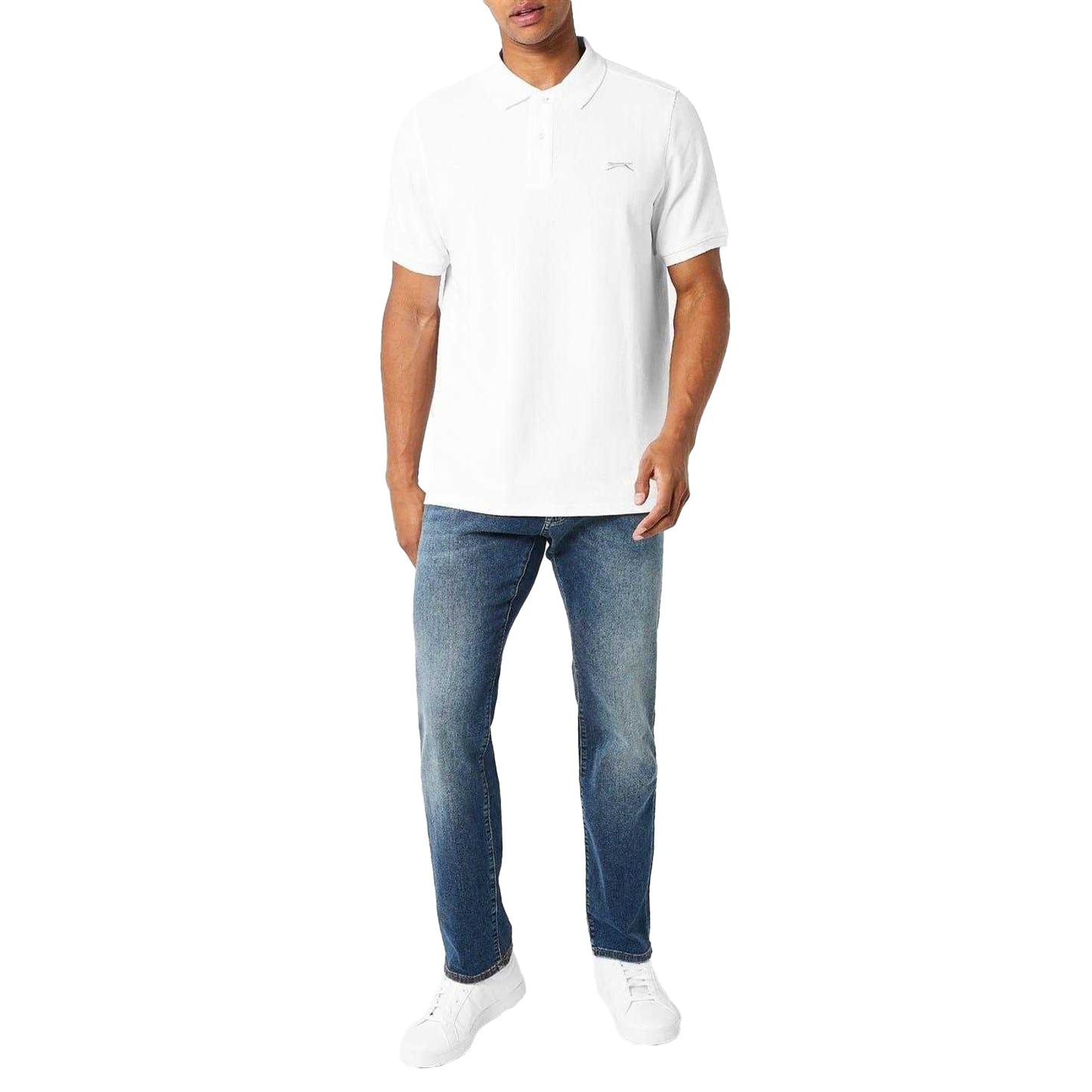 White - Side - Slazenger Mens Embroidered Logo Polo Shirt