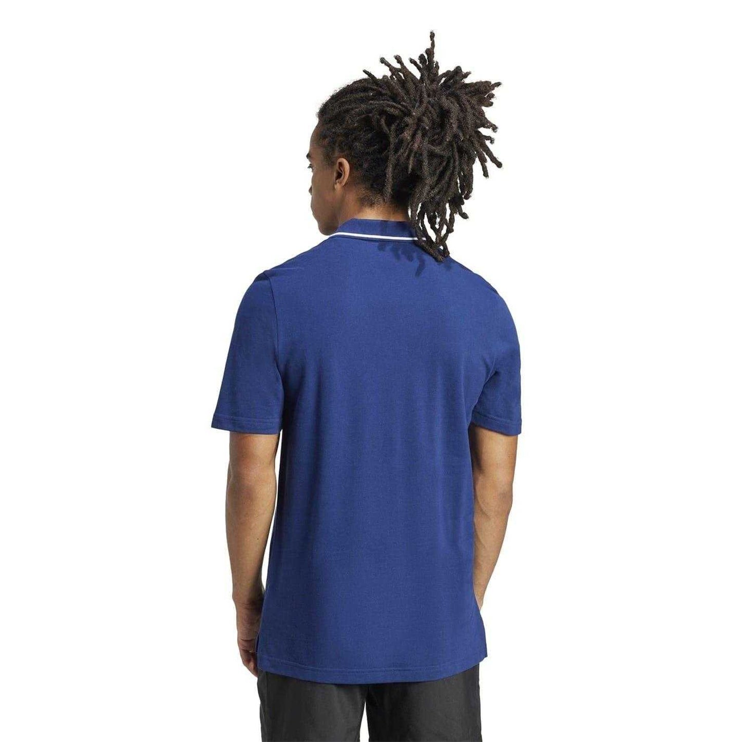 Navy-White - Back - Adidas Mens 3 Stripes Cotton Polo Shirt