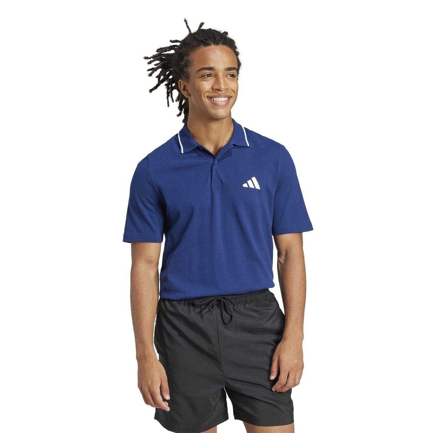 Navy-White - Lifestyle - Adidas Mens 3 Stripes Cotton Polo Shirt