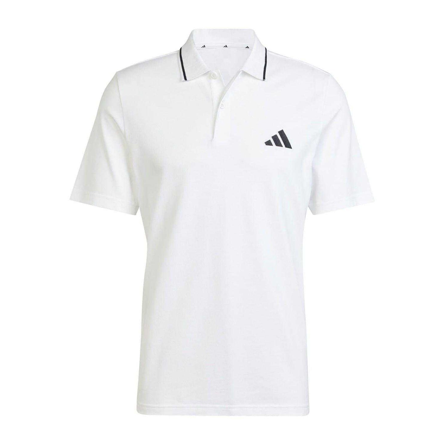 White-Black - Front - Adidas Mens 3 Stripes Cotton Polo Shirt