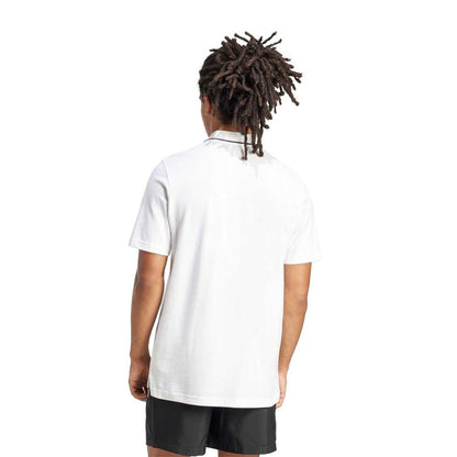 White-Black - Back - Adidas Mens 3 Stripes Cotton Polo Shirt