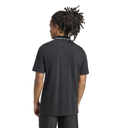 Black-White - Back - Adidas Mens 3 Stripes Cotton Polo Shirt