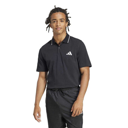Black-White - Lifestyle - Adidas Mens 3 Stripes Cotton Polo Shirt