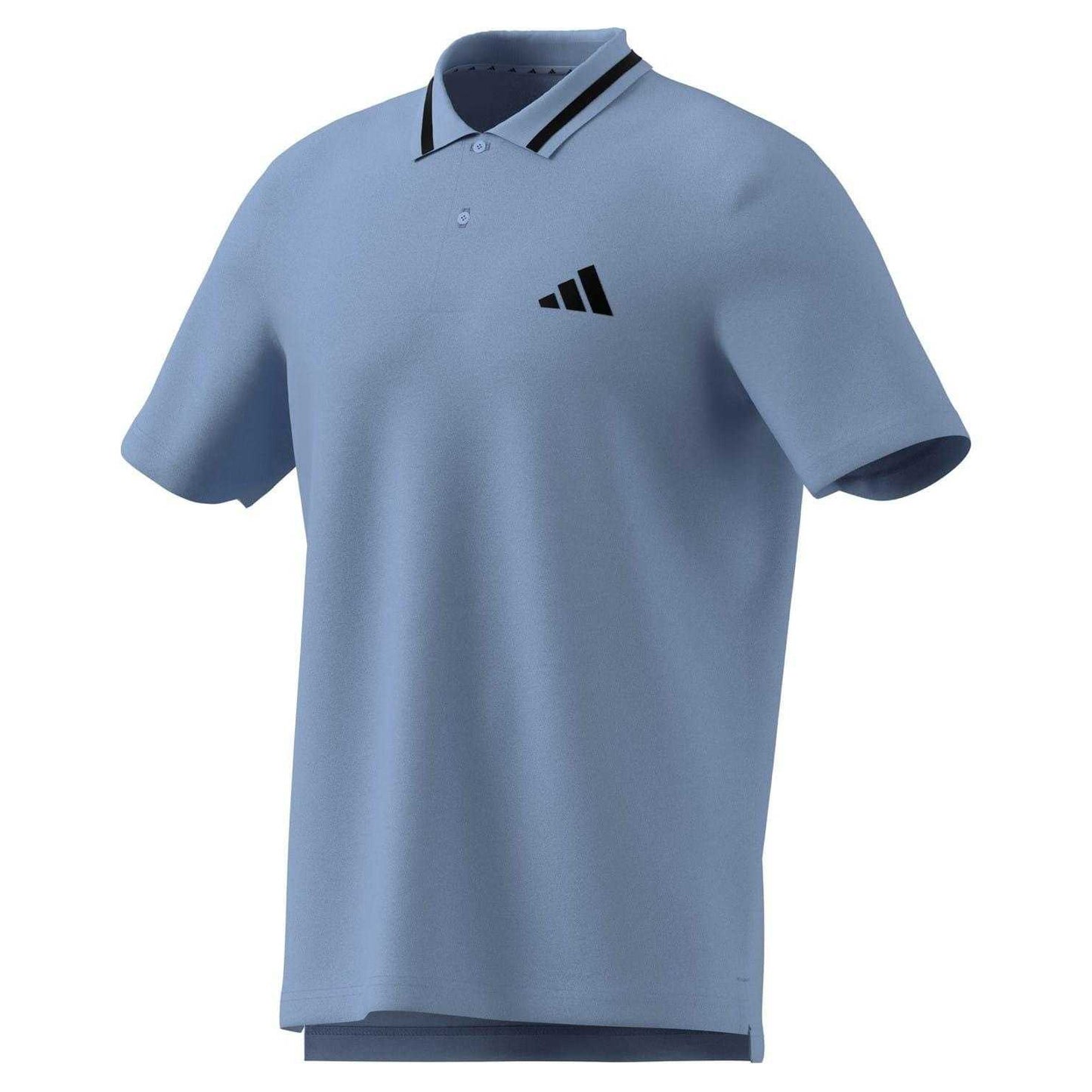 Glow-Blue - Side - Adidas Mens 3 Stripes Cotton Polo Shirt