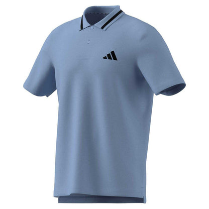 Glow-Blue - Side - Adidas Mens 3 Stripes Cotton Polo Shirt