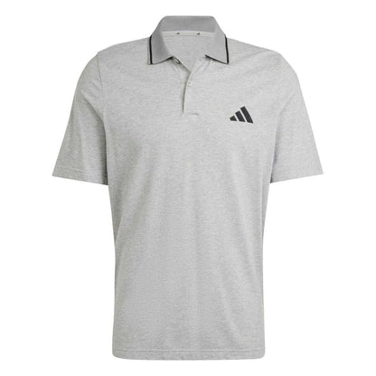 Grey - Front - Adidas Mens 3 Stripes Cotton Polo Shirt