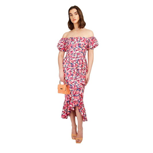Multicoloured - Front - Little Mistress Womens-Ladies Abstract Tiered Maxi Dress