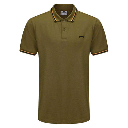 Khaki - Front - Slazenger Mens Contrast Tipped Polo Shirt