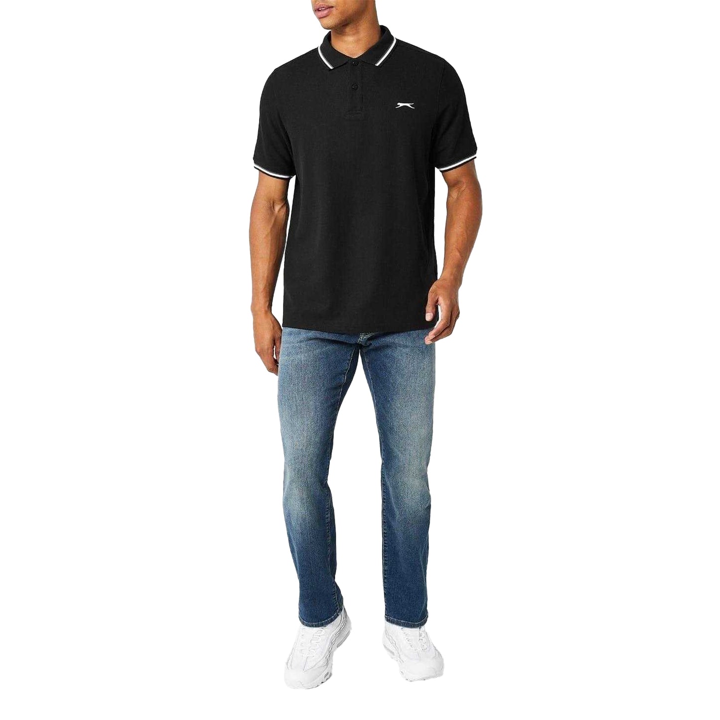 Black - Lifestyle - Slazenger Mens Contrast Tipped Polo Shirt