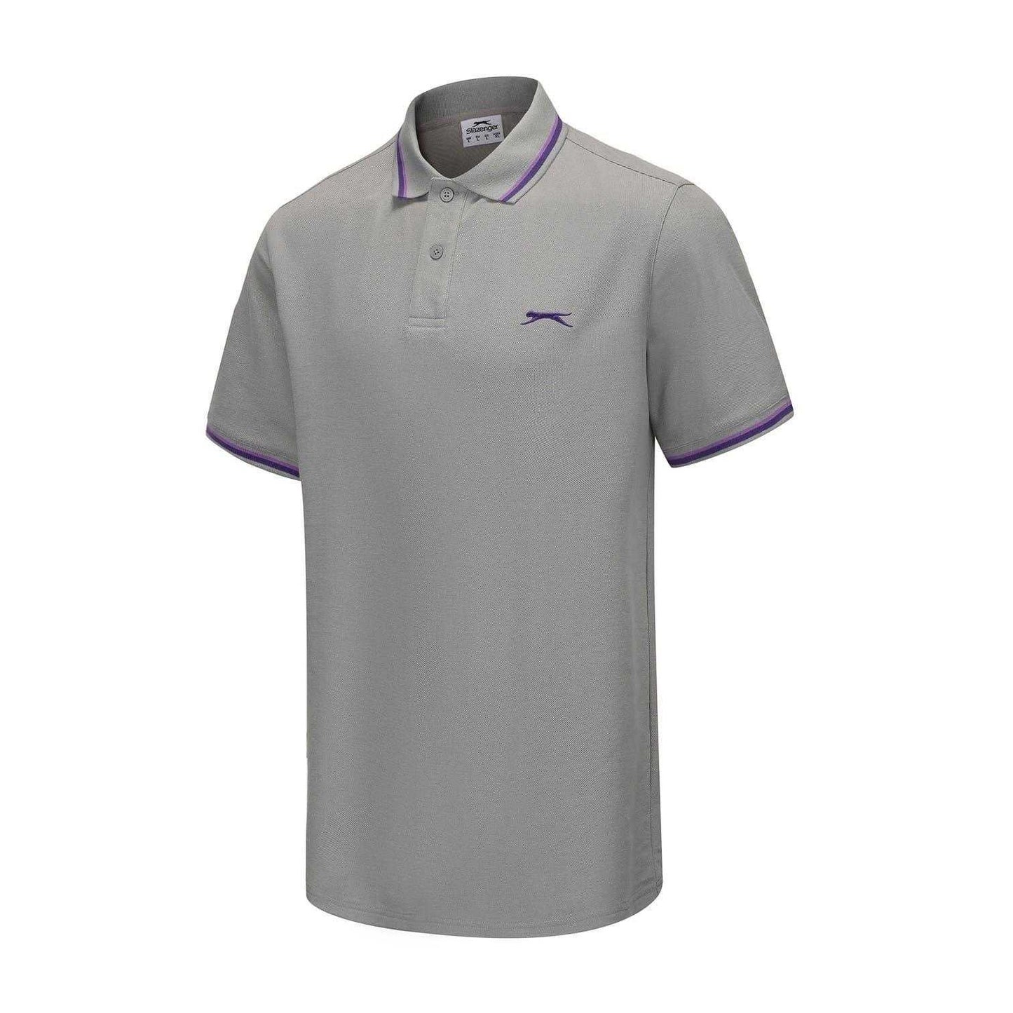Light Grey - Side - Slazenger Mens Contrast Tipped Polo Shirt