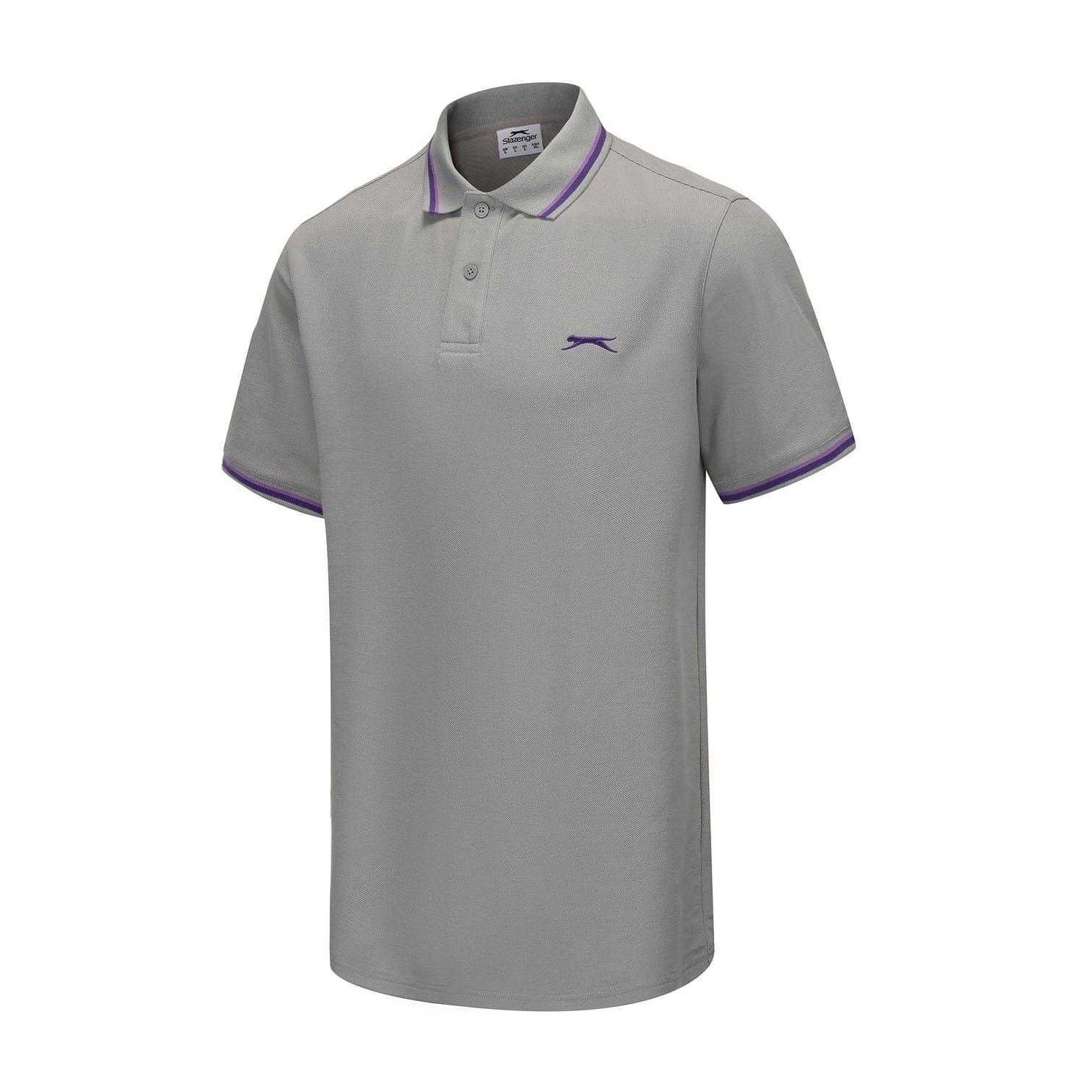 Light Grey - Side - Slazenger Mens Contrast Tipped Polo Shirt