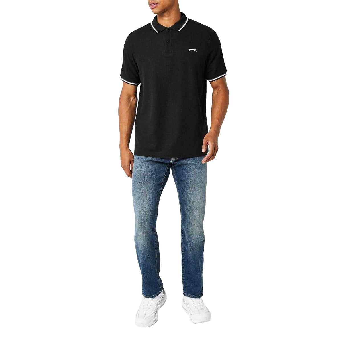 Black - Lifestyle - Slazenger Mens Contrast Tipped Polo Shirt