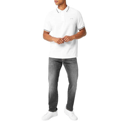 White - Side - Slazenger Mens Contrast Tipped Polo Shirt