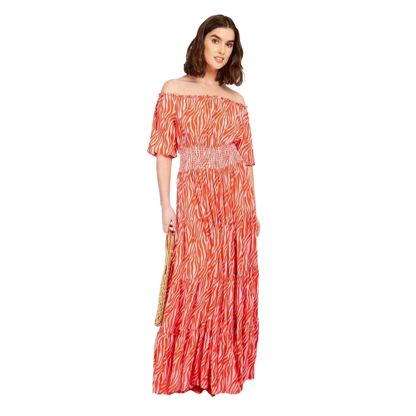 Orange - Front - Little Mistress Womens-Ladies Zebra Print Maxi Dress