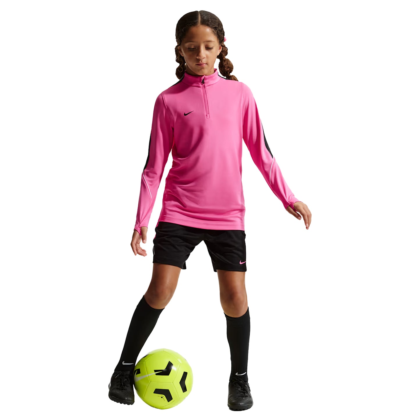 Pink-Black - Lifestyle - Nike Childrens-Kids Strike Swoosh Quarter Zip Drill Top