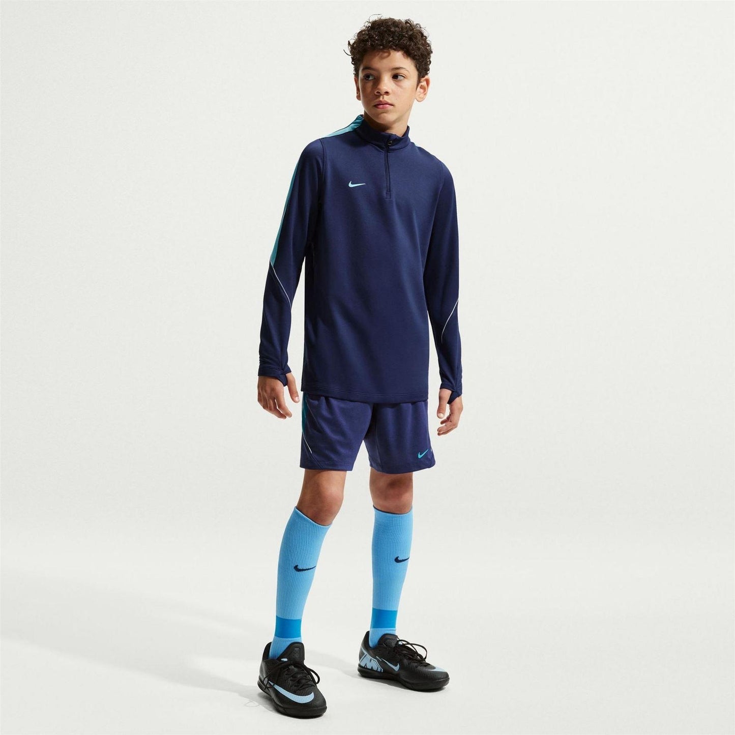 Midnight Navy - Pack Shot - Nike Childrens-Kids Strike Swoosh Quarter Zip Drill Top