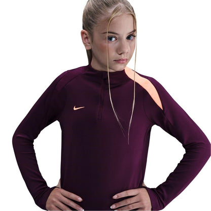Bordeaux - Front - Nike Childrens-Kids Strike Swoosh Quarter Zip Drill Top
