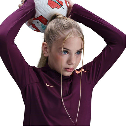 Bordeaux - Pack Shot - Nike Childrens-Kids Strike Swoosh Quarter Zip Drill Top