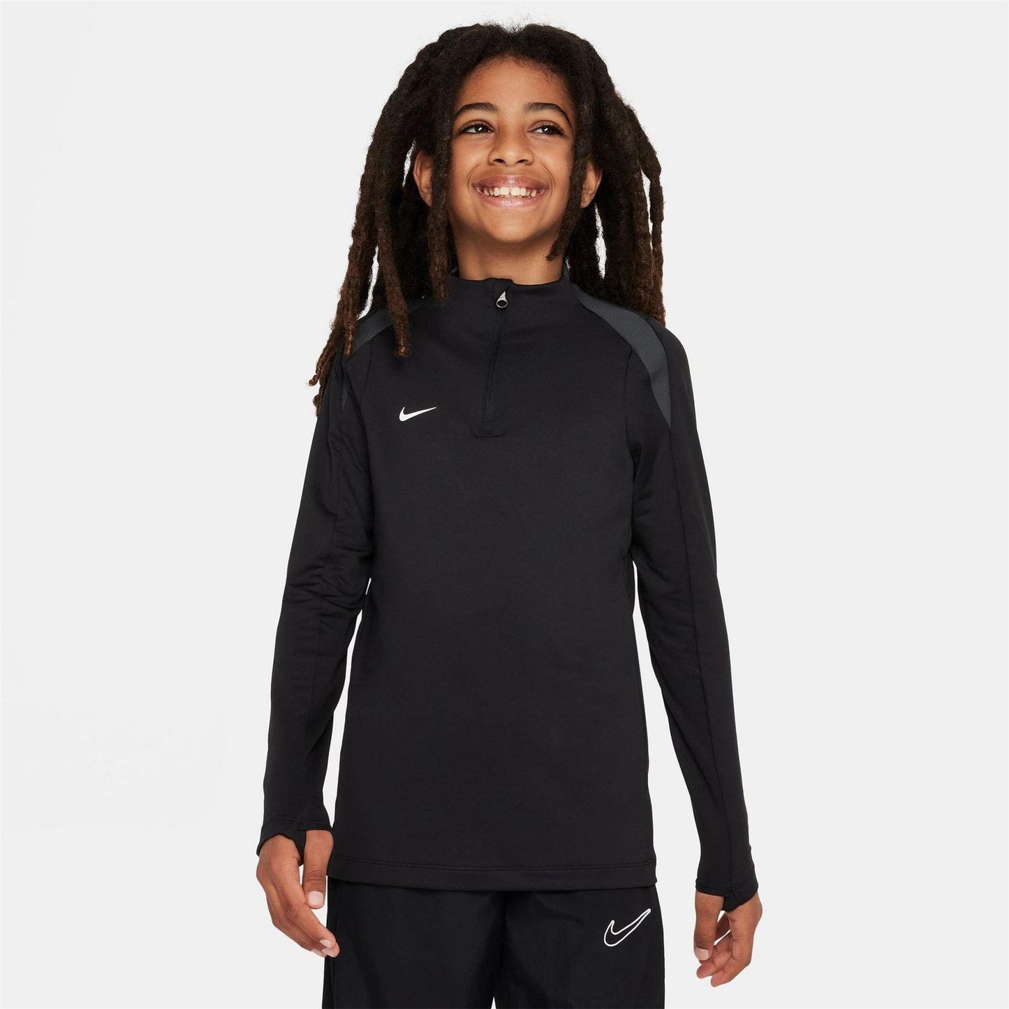 Black - Front - Nike Childrens-Kids Strike Swoosh Quarter Zip Drill Top