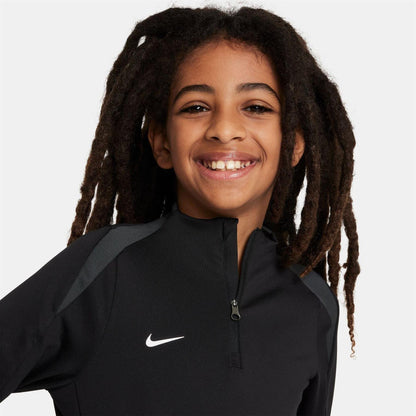 Black - Side - Nike Childrens-Kids Strike Swoosh Quarter Zip Drill Top