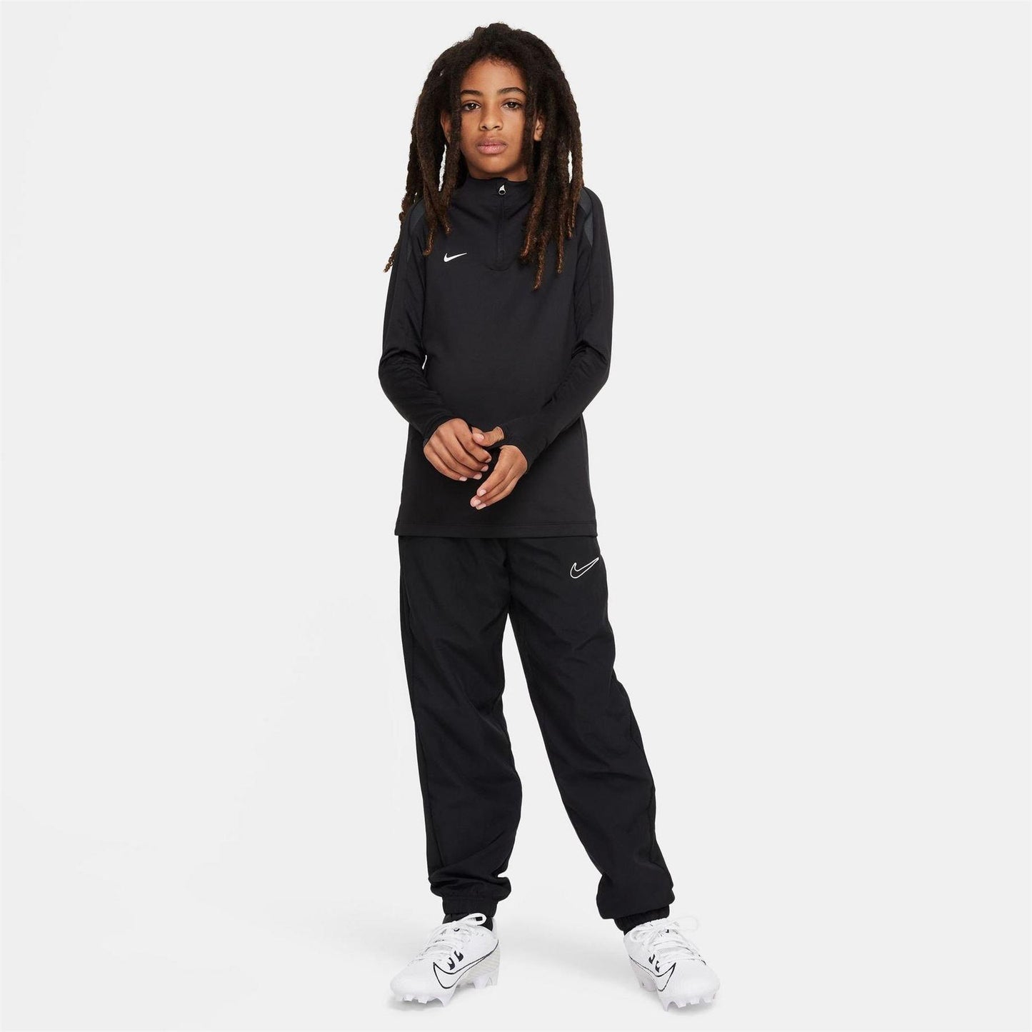Black - Pack Shot - Nike Childrens-Kids Strike Swoosh Quarter Zip Drill Top