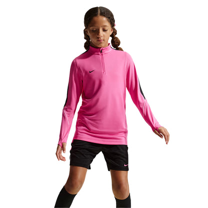 Pink-Black - Front - Nike Childrens-Kids Strike Swoosh Quarter Zip Drill Top