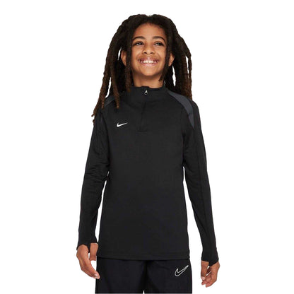 Black-White - Front - Nike Childrens-Kids Strike Swoosh Quarter Zip Drill Top