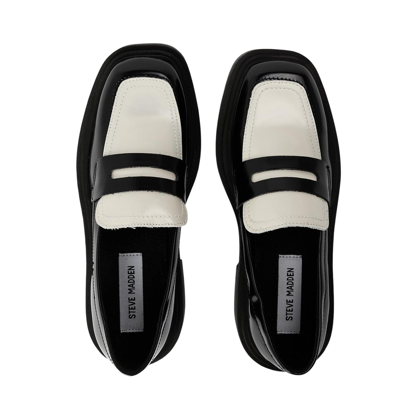 Black-Off White - Side - Steve Madden Womens-Ladies Charley Penny Loafers