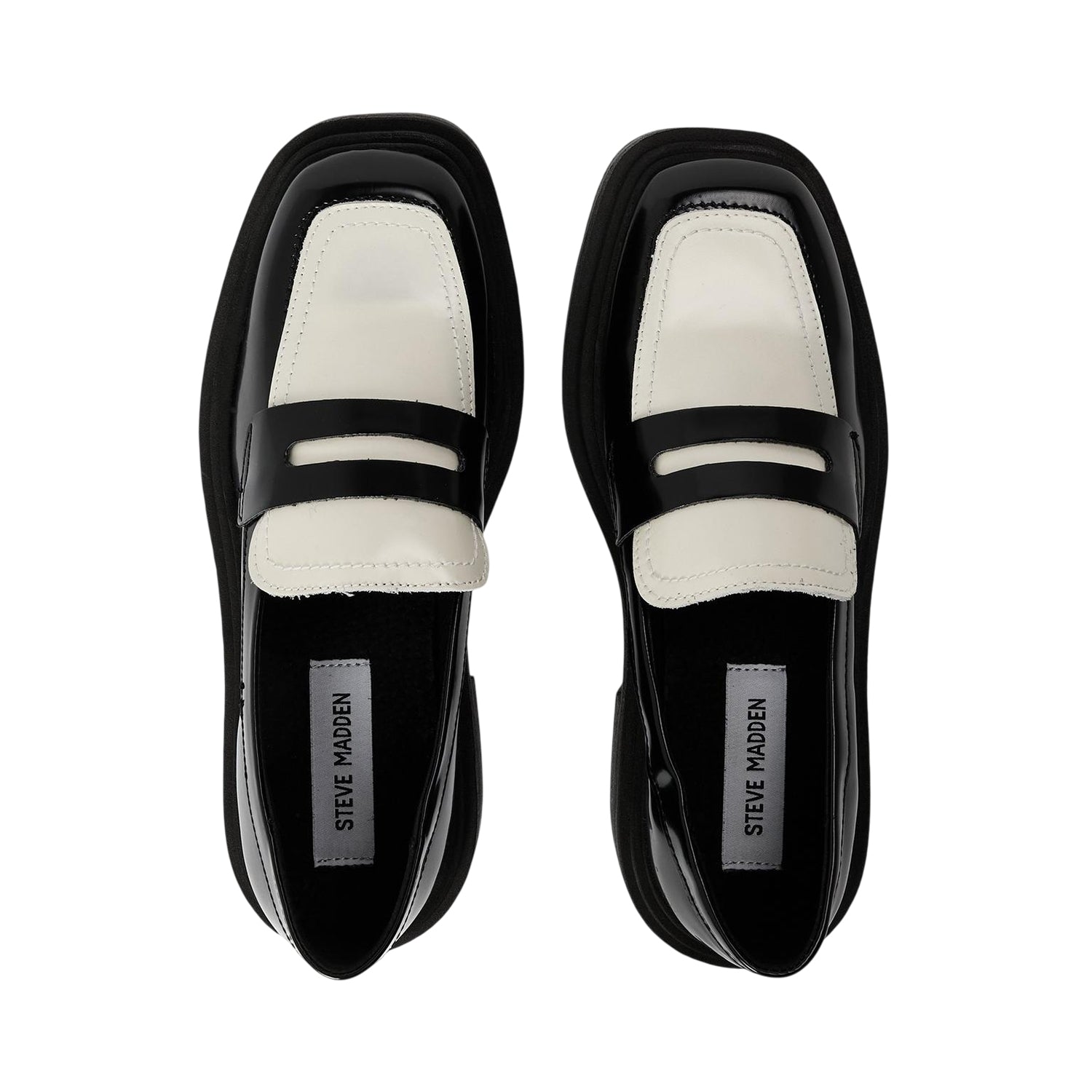 Black-Off White - Side - Steve Madden Womens-Ladies Charley Penny Loafers