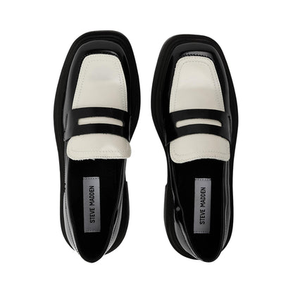 Black-Off White - Side - Steve Madden Womens-Ladies Charley Penny Loafers