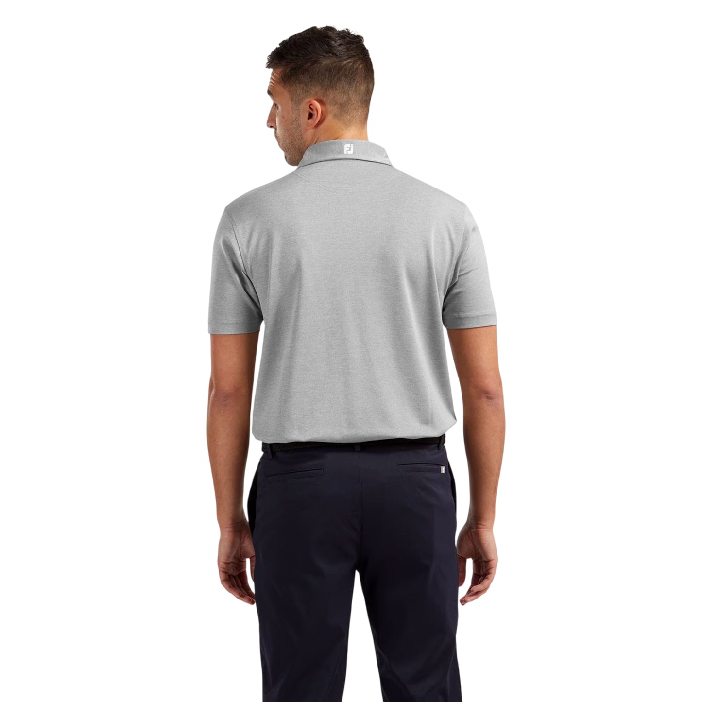 Grey - Back - FootJoy Mens Logo Polo Shirt
