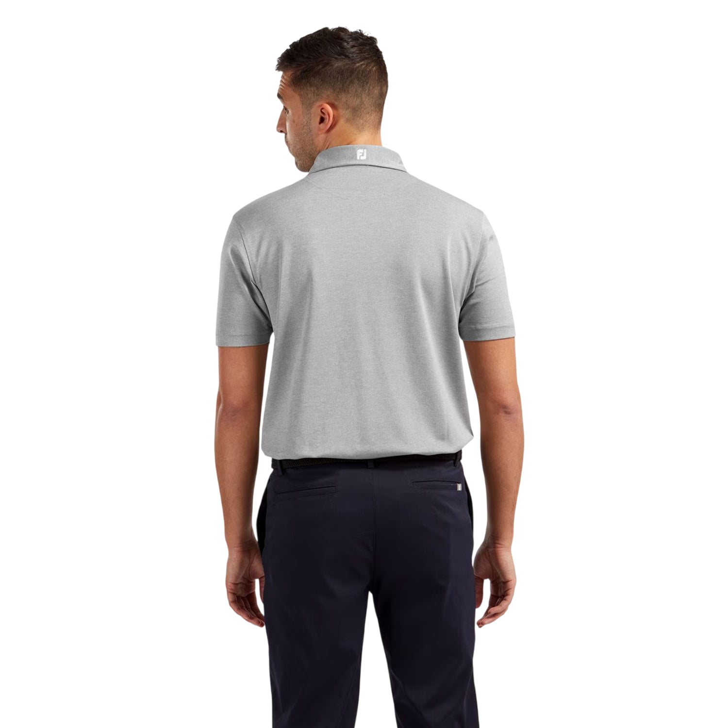 Grey - Back - FootJoy Mens Logo Polo Shirt