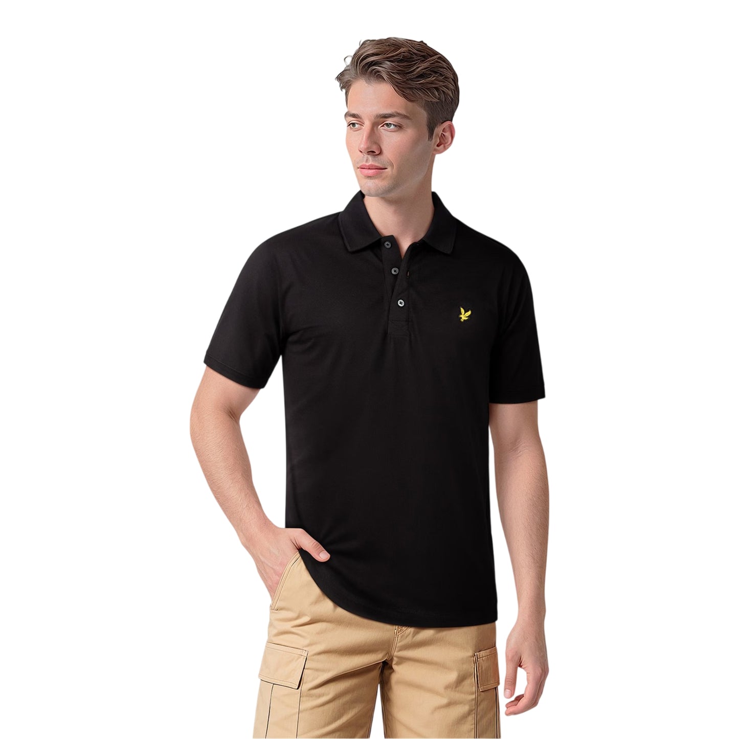 Jet Black - Side - Lyle & Scott Mens Short-Sleeved Polo Shirt