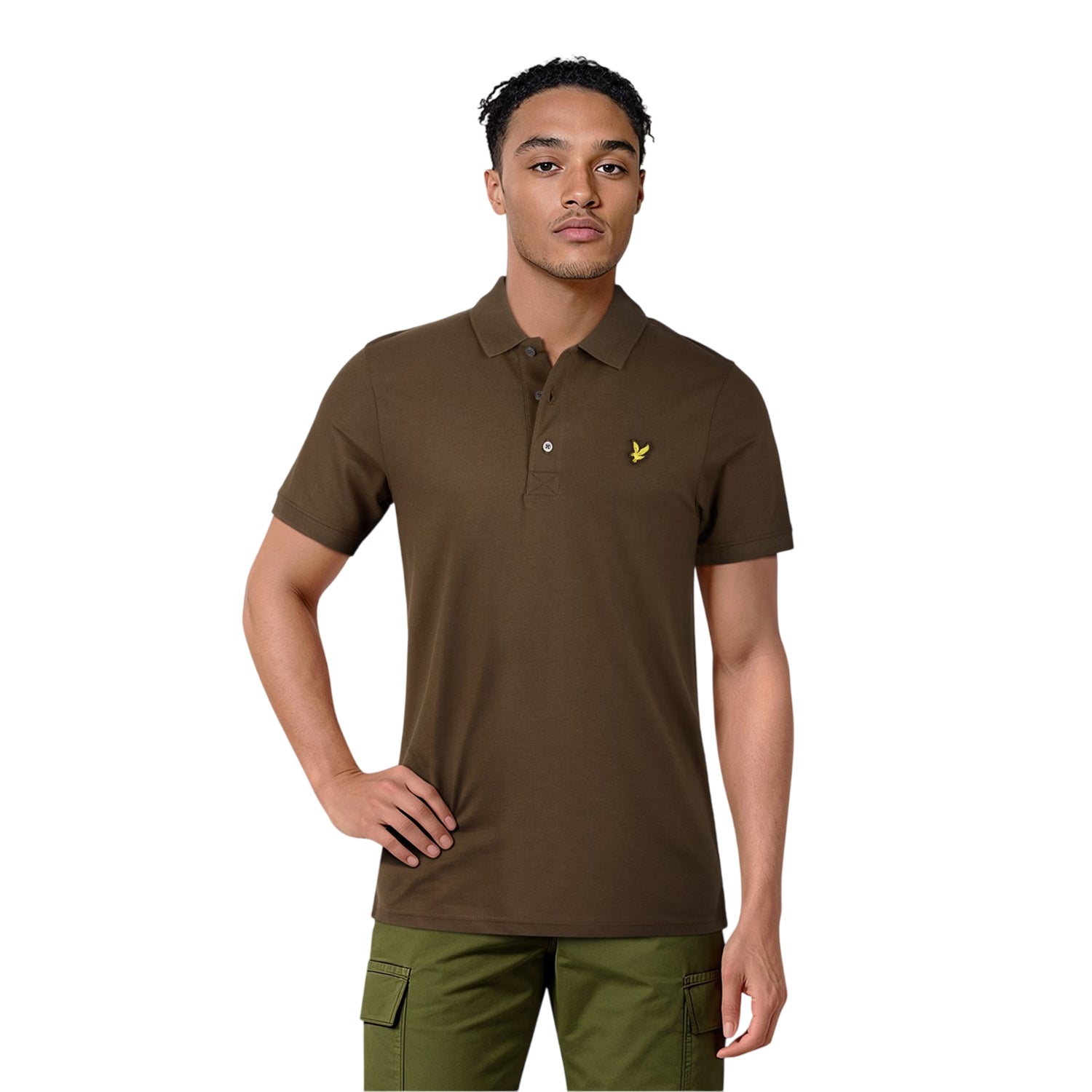 Olive - Side - Lyle & Scott Mens Short-Sleeved Polo Shirt