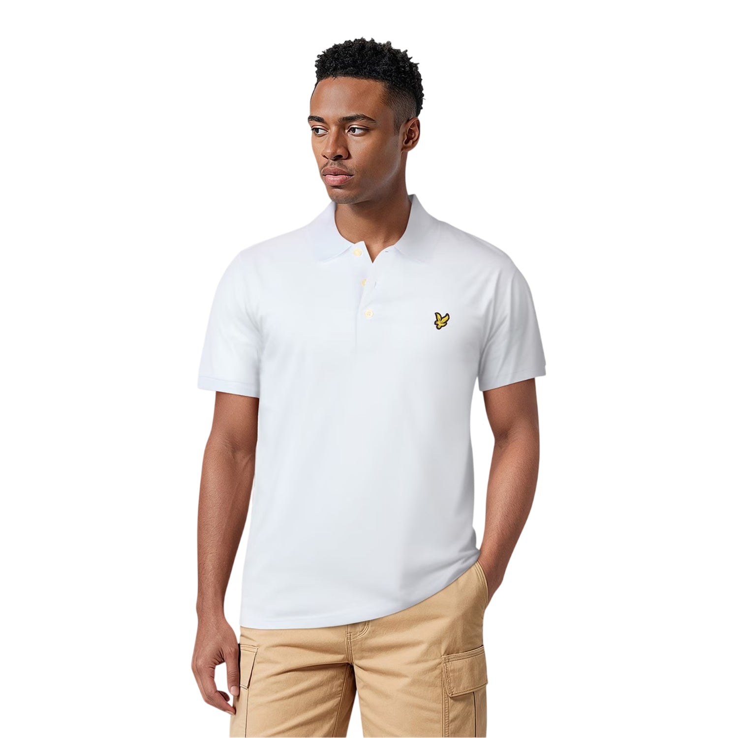 White - Side - Lyle & Scott Mens Short-Sleeved Polo Shirt