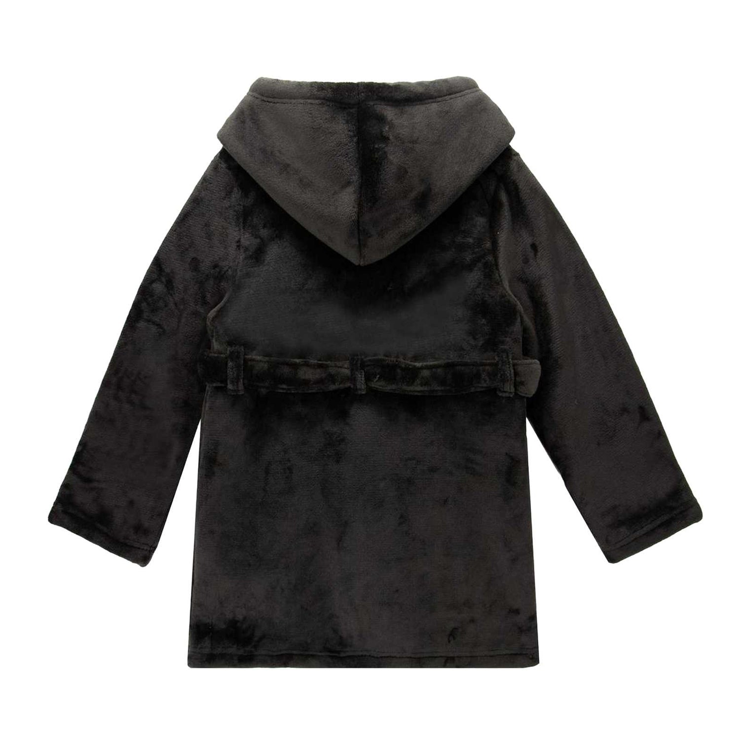 Black-Yellow - Back - Batman Childrens-Kids Logo Sherpa Fleece Dressing Gown