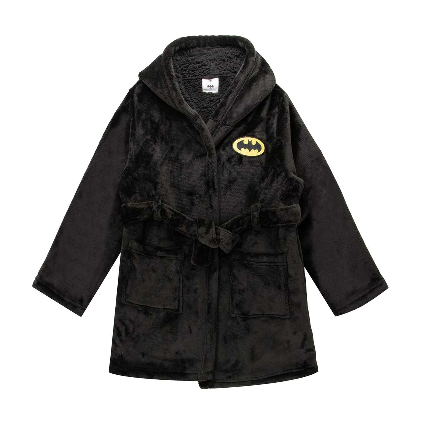 Black-Yellow - Front - Batman Childrens-Kids Logo Sherpa Fleece Dressing Gown
