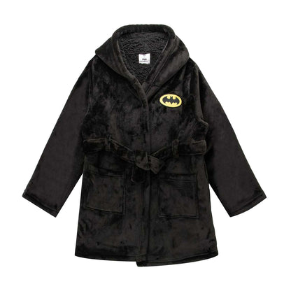 Black-Yellow - Front - Batman Childrens-Kids Logo Sherpa Fleece Dressing Gown