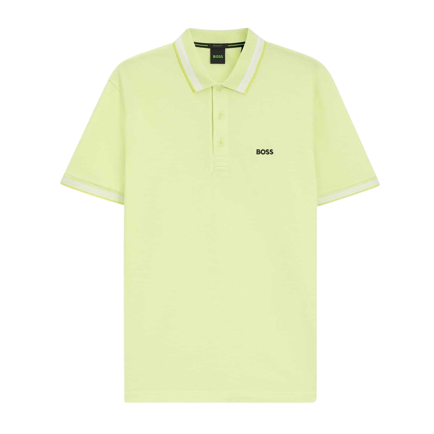 Green - Front - Boss Mens Paddy Contrast Tipped Polo Shirt