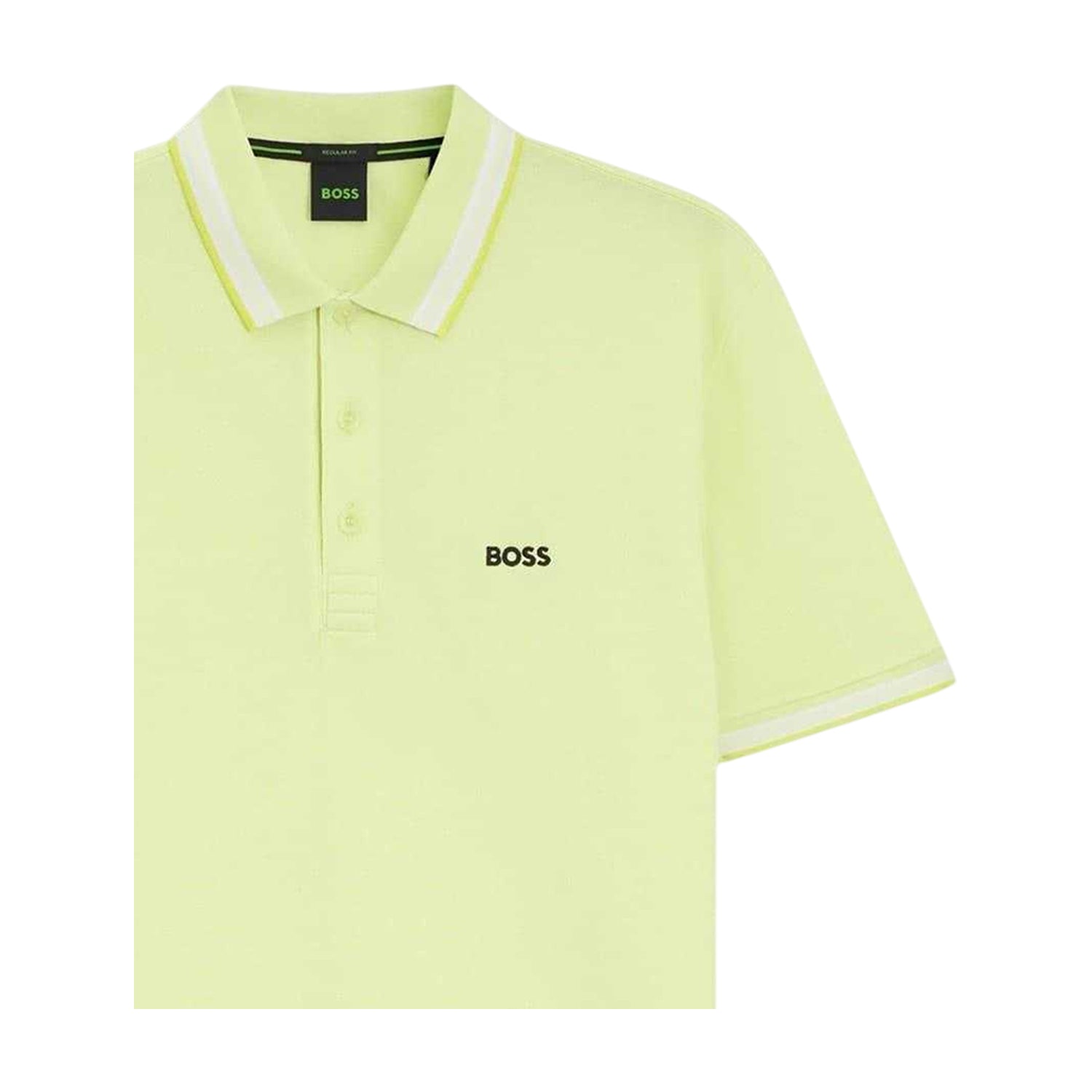 Green - Back - Boss Mens Paddy Contrast Tipped Polo Shirt
