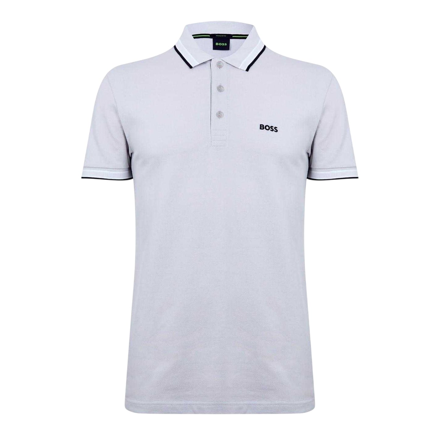 Light Grey - Front - Boss Mens Paddy Contrast Tipped Polo Shirt