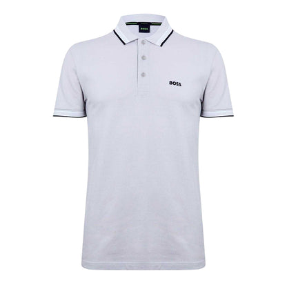Light Grey - Front - Boss Mens Paddy Contrast Tipped Polo Shirt