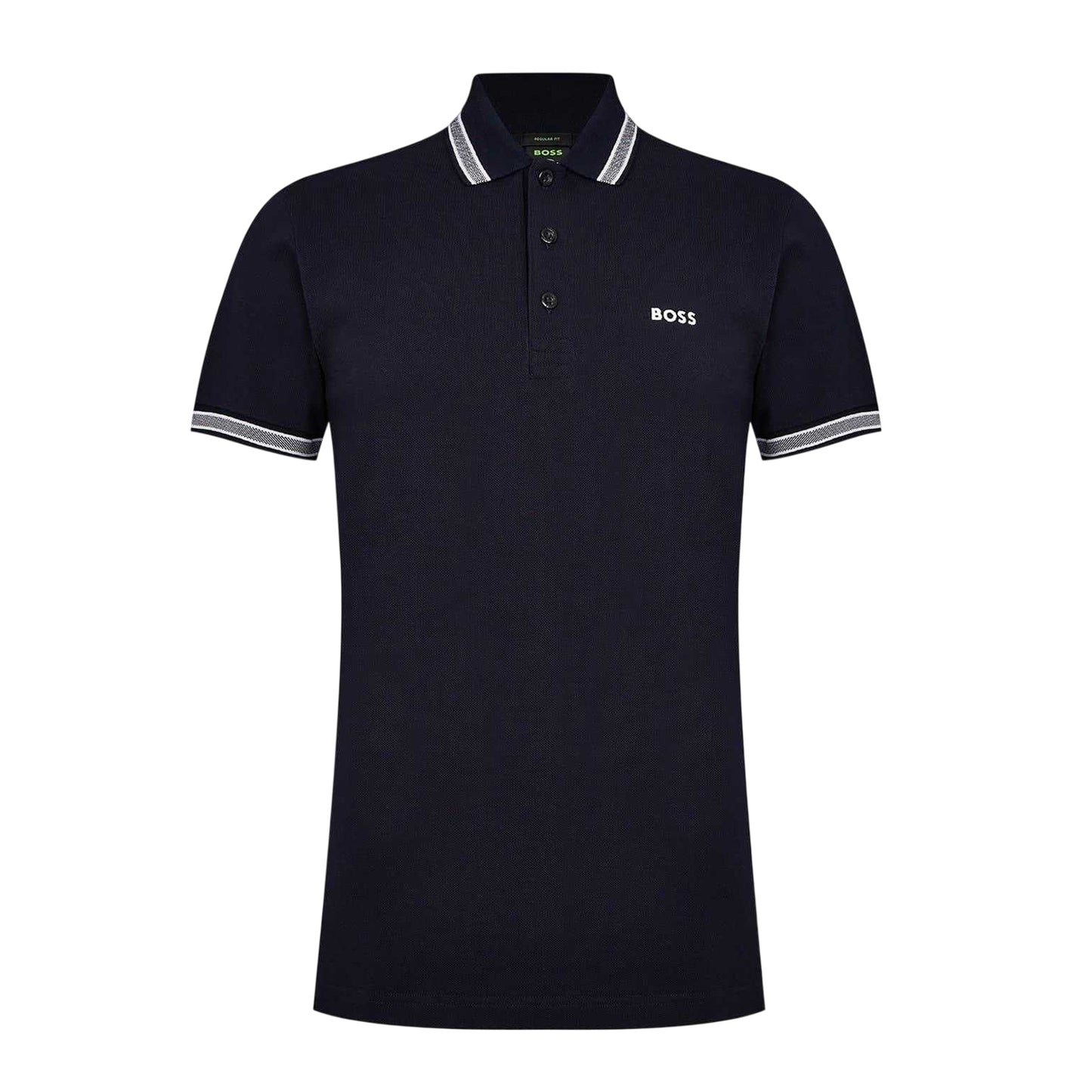 Navy - Front - Boss Mens Paddy Contrast Tipped Polo Shirt