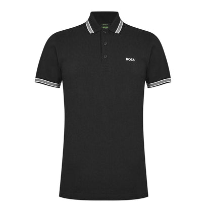 Black-White - Front - Boss Mens Paddy Contrast Tipped Polo Shirt