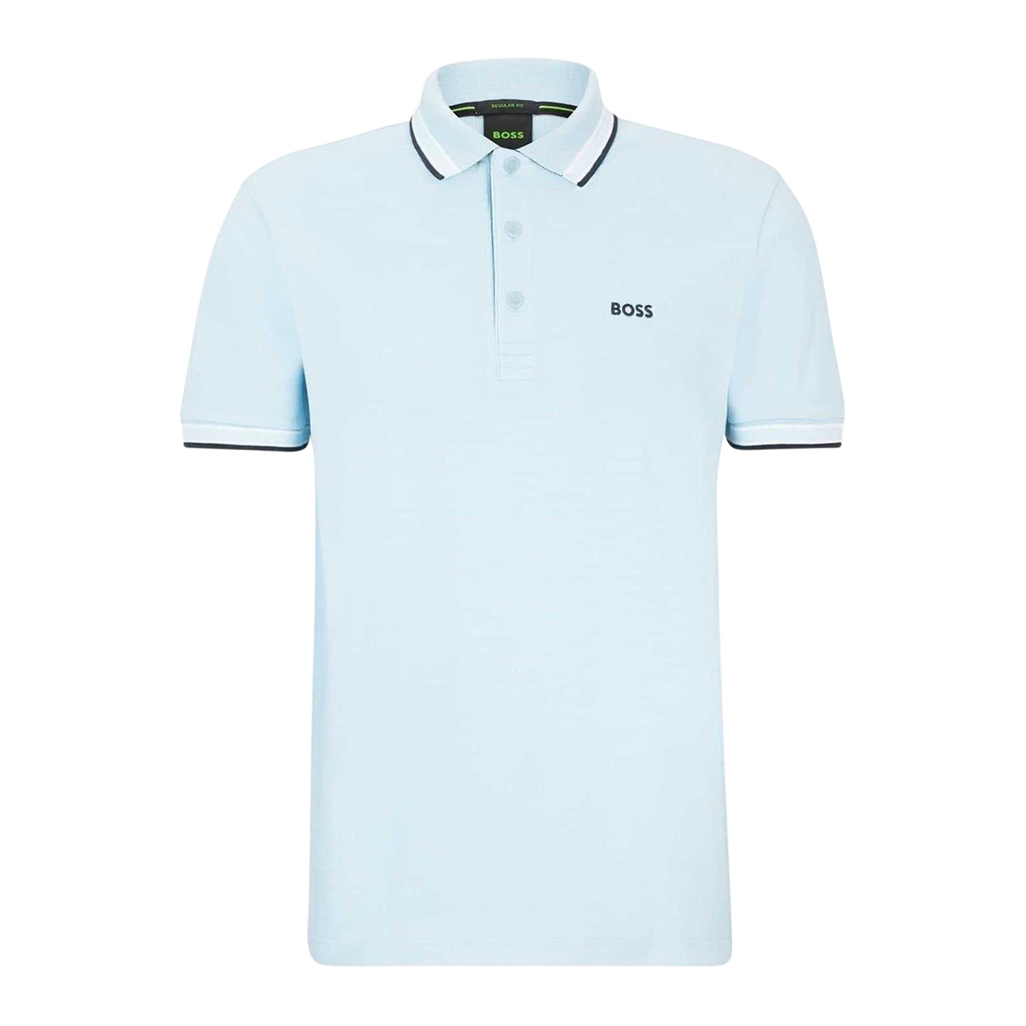 Pastel Blue - Front - Boss Mens Paddy Contrast Tipped Polo Shirt