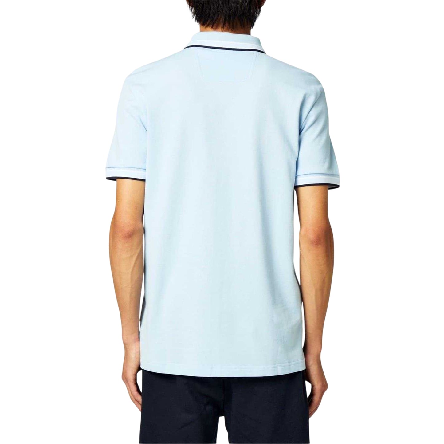 Pastel Blue - Back - Boss Mens Paddy Contrast Tipped Polo Shirt